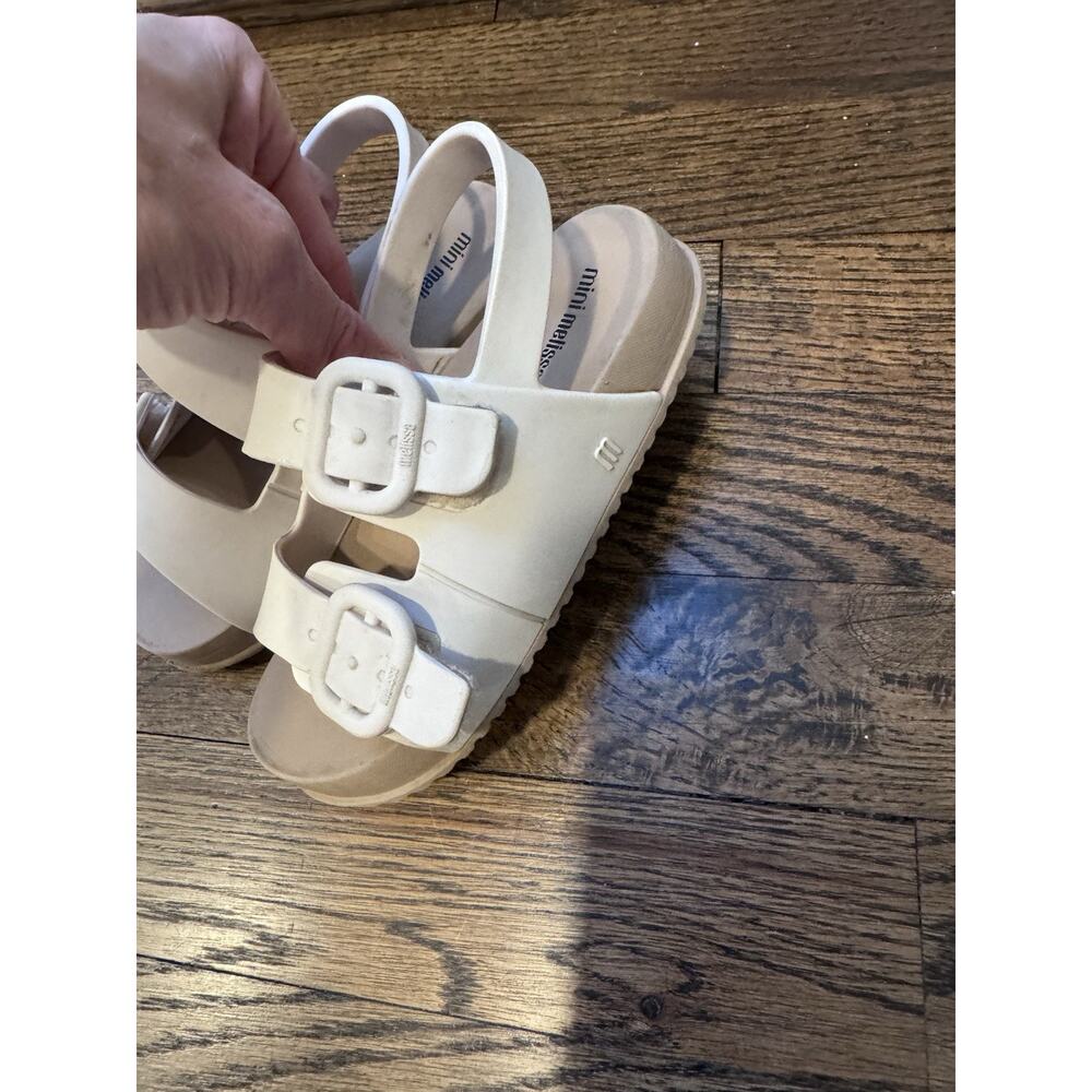 Mini Melissa White and Tan Kids Buckle Sandals - Picture 6 of 15